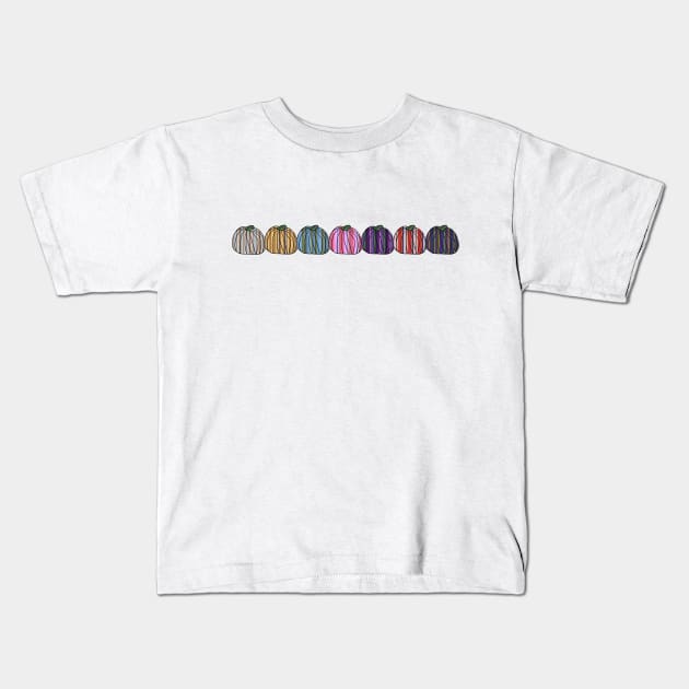 Colored Stripes Pumpkin Row Kids T-Shirt by ellenhenryart